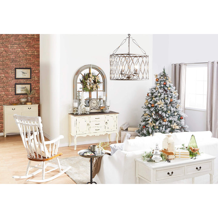 Crow Stone Grey Mahogany Table Clock Black Off/White Farmhouse Round Wood - Diamond Home USA