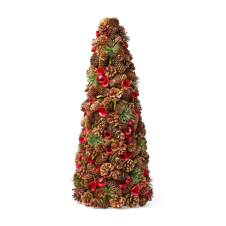 Christopher Knight Home Tabletop Christmas Tree Natural + Red + Glitter