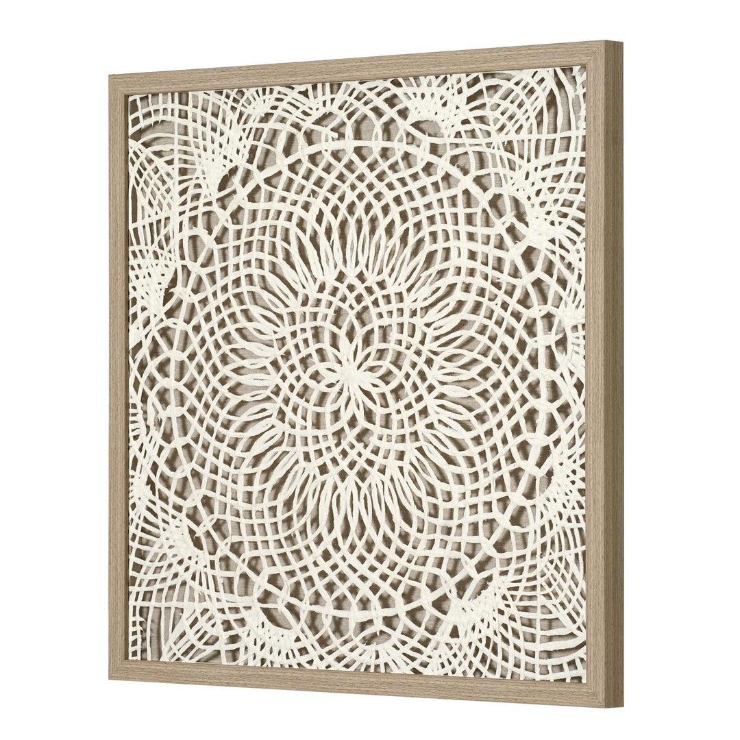Boho Handmade Framed Natural Rice Paper Wall Art 23.5" X White Bohemian Eclectic