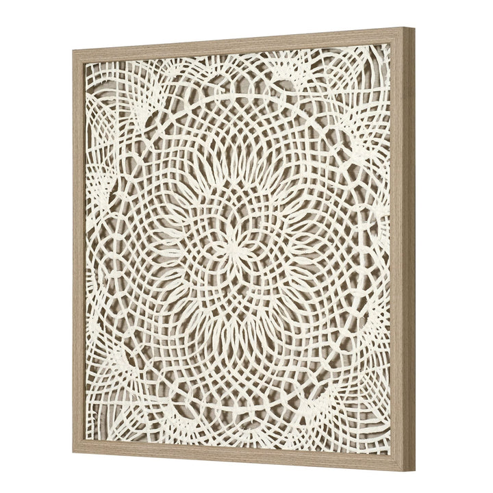 Boho Handmade Framed Natural Rice Paper Wall Art 23.5" X White Bohemian Eclectic