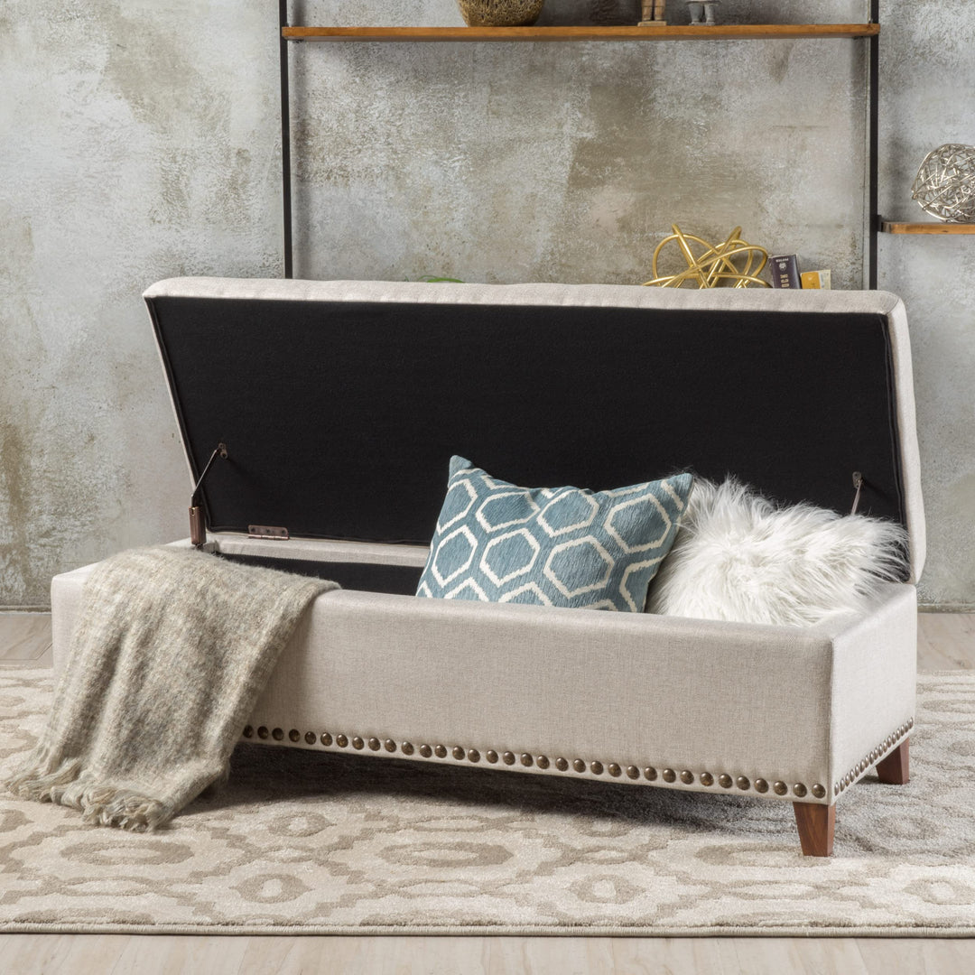 Christopher Knight Home Gavin Fabric Storage Ottoman Beige - Diamond Home USA