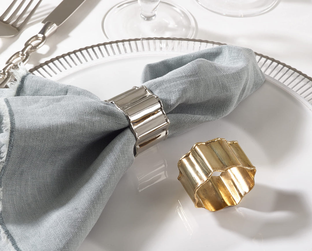 Saro Lifestyle Classic Round Design Napkin Rings (Set of 4) Silver Set of 4