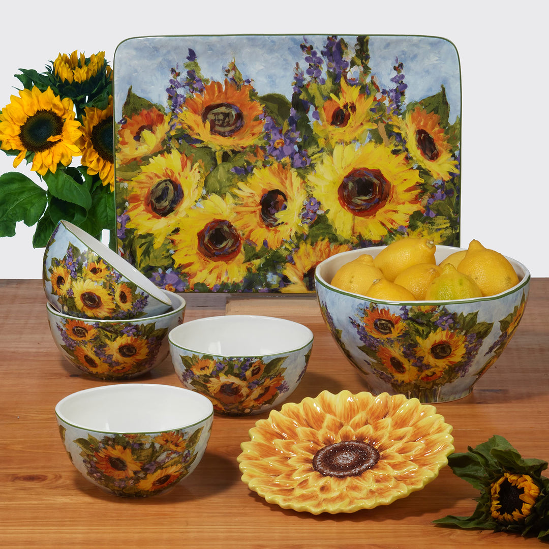 Certified International Sunflower Bouquet Square Platter 12.5" - Diamond Home USA