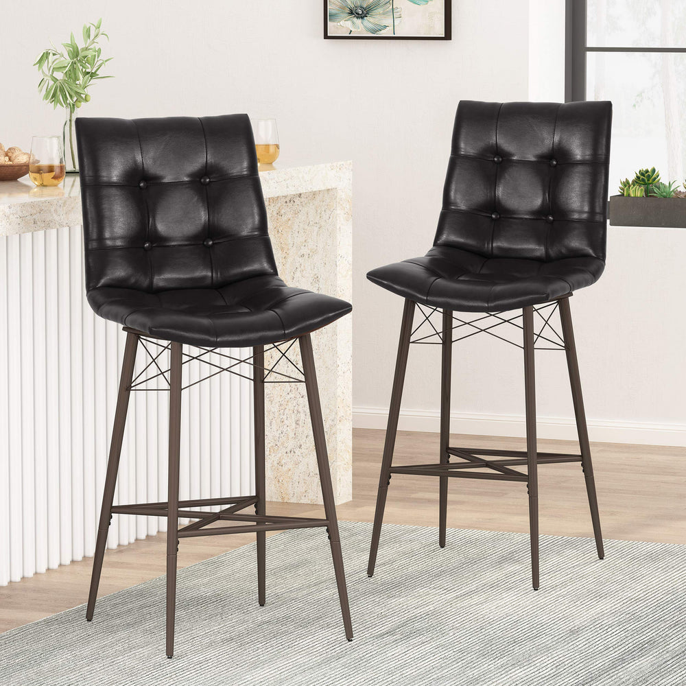 Christopher Knight Home Pineview Tufted Barstools - Midnight Black/Gun Metal - Diamond Home USA