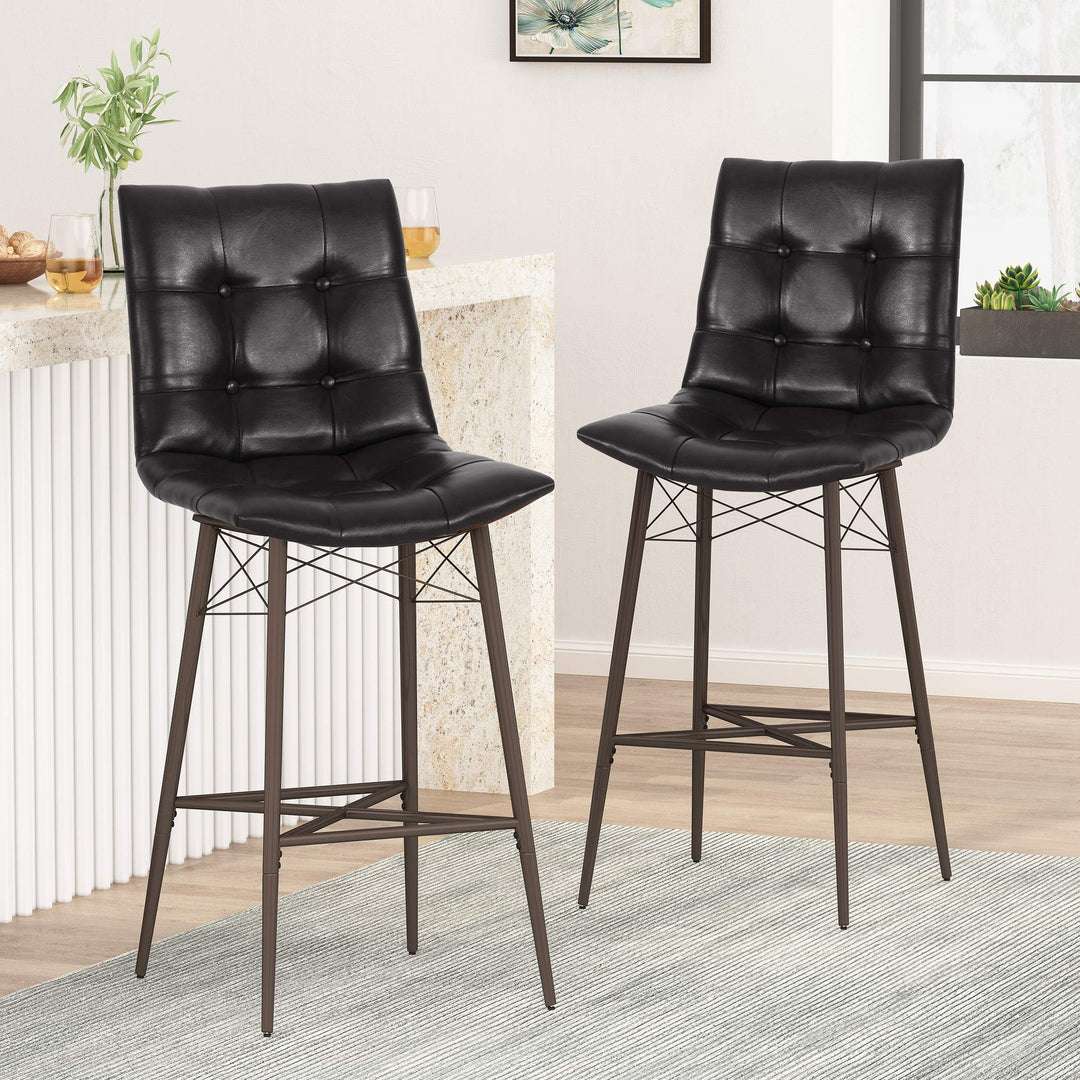Christopher Knight Home Pineview Tufted Barstools - Midnight Black/Gun Metal - Diamond Home USA