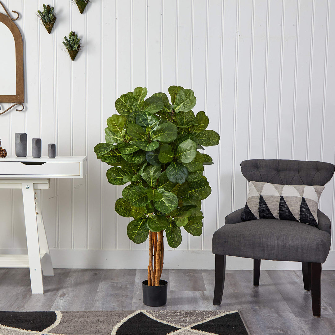 Nearly Natural 4ft. Fiddle Leaf Fig Artificial Tree - Diamond Home USA