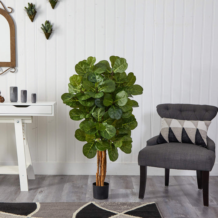 Nearly Natural 4ft. Fiddle Leaf Fig Artificial Tree - Diamond Home USA