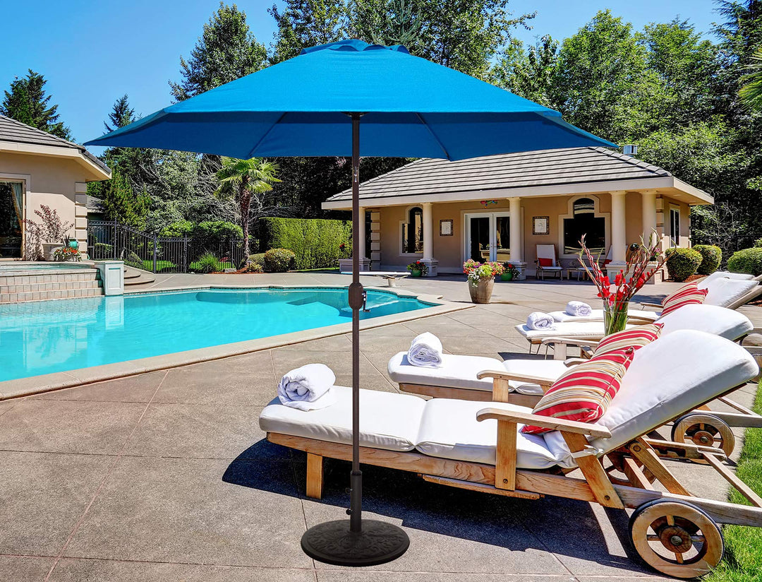 TropiShade 9 ft Patio Umbrella Bronze Aluminum Frame with Royal Blue Polyester - Diamond Home USA