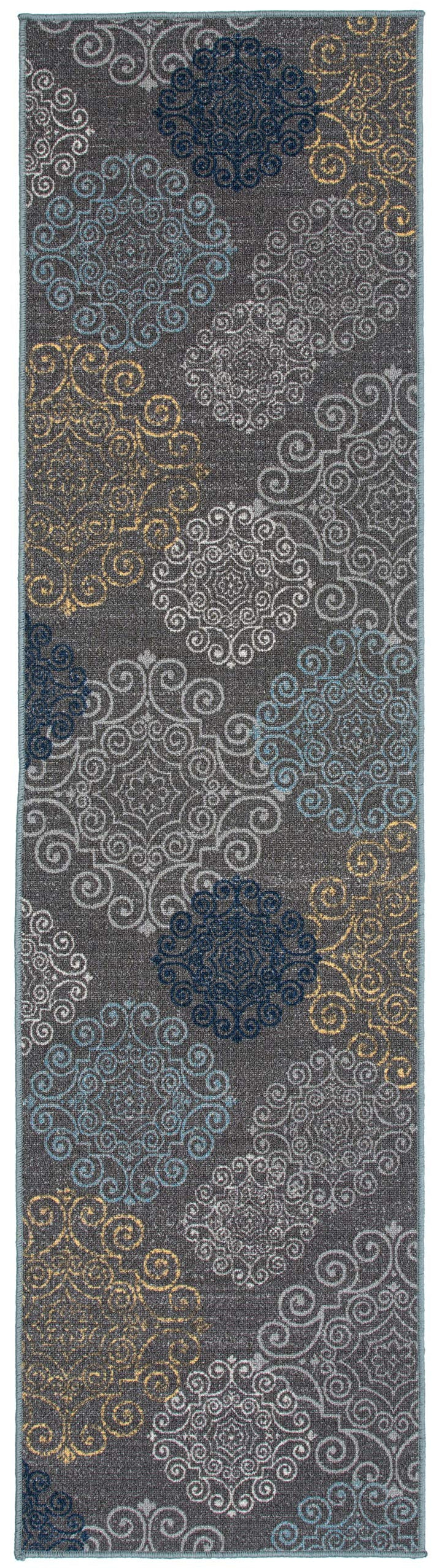Rugshop Modern Floral Swirl Design Non-Slip Non-Skid) Area Rug Runner 2' X 7' - Diamond Home USA