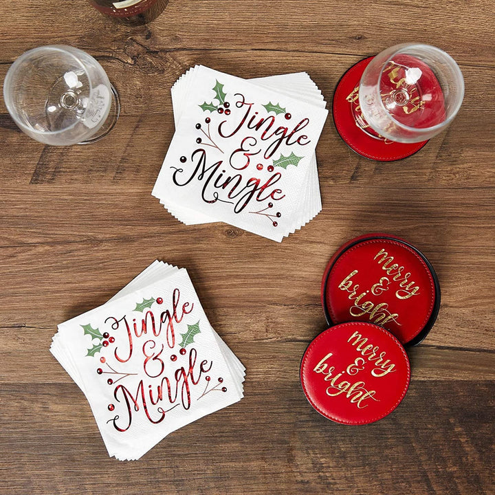 Christmas Cocktail Napkins Jingle and Mingle Holiday rty Supplies (5 X 5 50 - Diamond Home USA