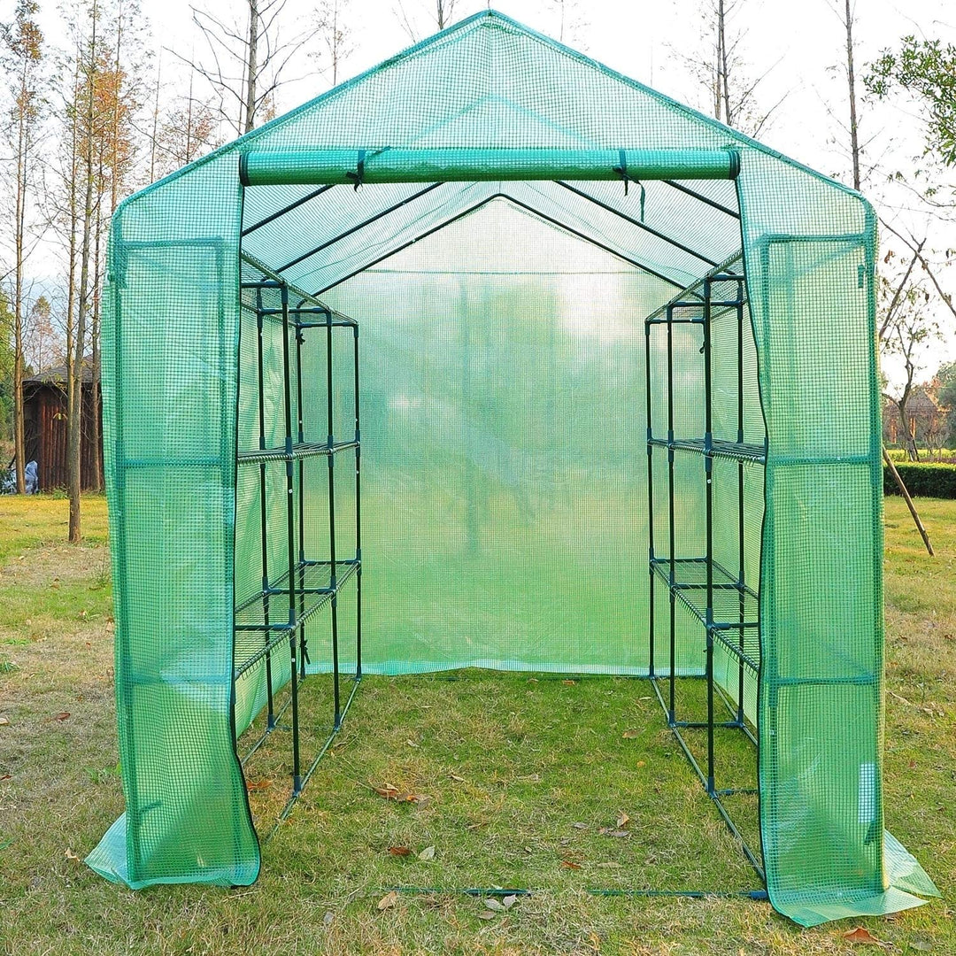 8' X 6' 7' Portable W/Shelves Green