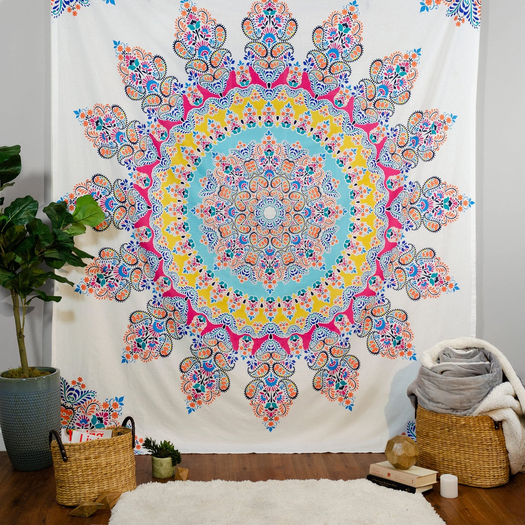 Boho Gypsy Rose Tapestry Multi Color Bohemian Eclectic Modern Contemporary