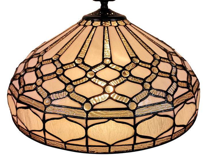 Amora Tiffany Style Hanging Pendant Lamp 18" Wide Stained Glass White Mahogany - Diamond Home USA