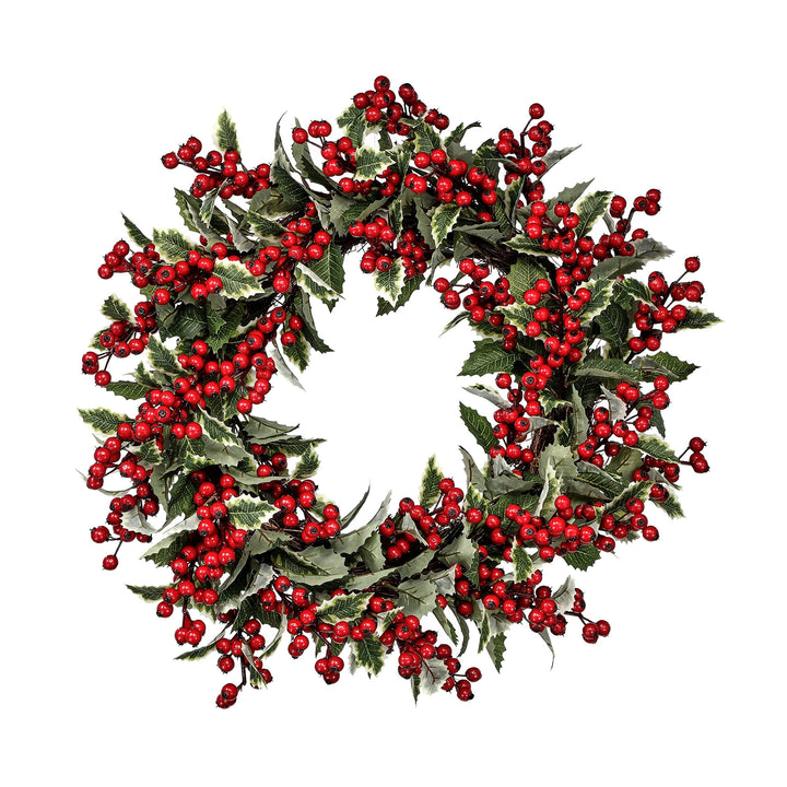 24" Berry Mixed Wreath Green Red 24-inch Un-lit - Diamond Home USA