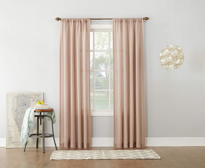 No. 918 Amalfi Linen Blend Semi-Sheer Rod Pocket 1-Piece Curtain Panel, Single Panel