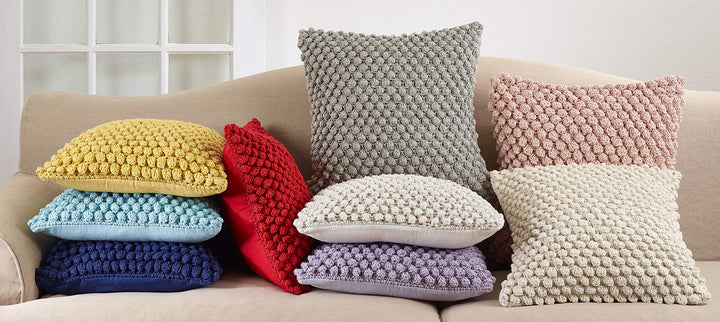 SARO LIFESTYLE Camargue Collection 3519.GY20S Crochet ompom Duck Filled Throw Grey - Diamond Home USA