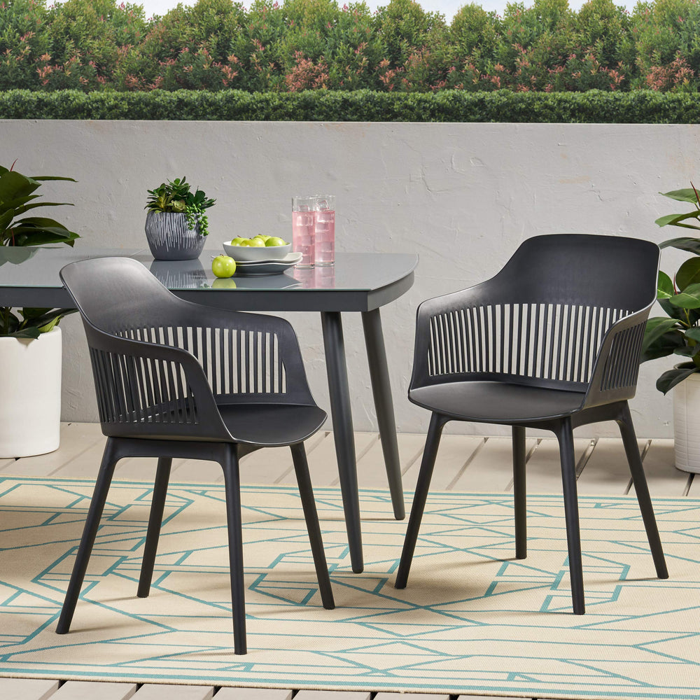 Christopher Knight Home Polypropylene Ladonna Outdoor Dining Chair (Set of 2) Black - Diamond Home USA