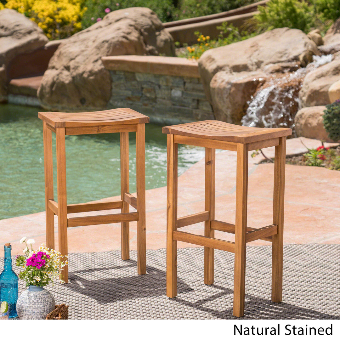 Christopher Knight Home Caribbean Outdoor 30" Acacia Wood Barstools 2-Pcs Set natural stained - Diamond Home USA
