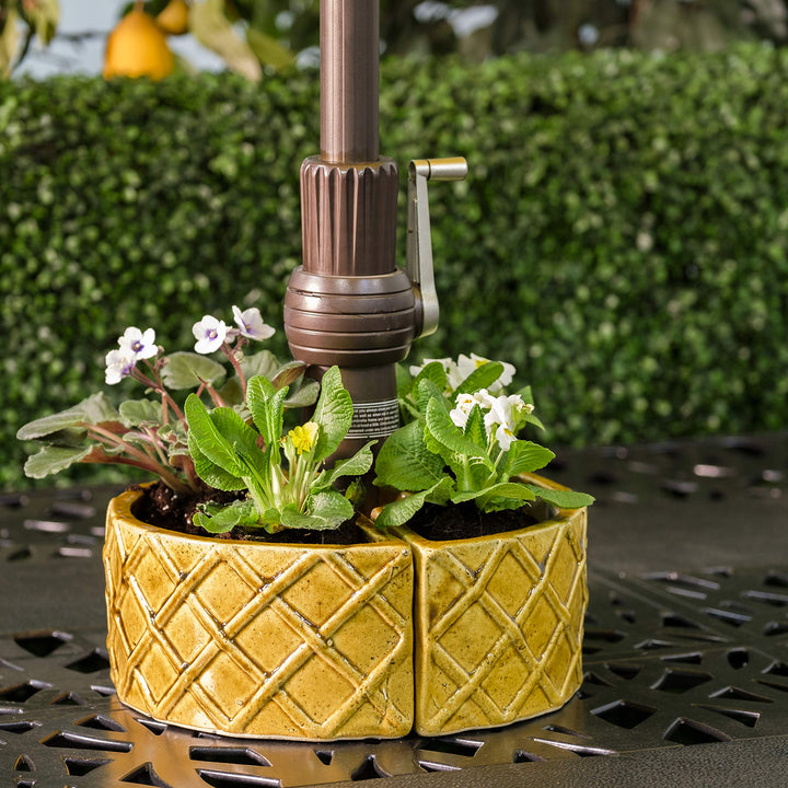 Alfresco Home 38-8450 Trellis Umbrella Planter Terra Gold - Diamond Home USA
