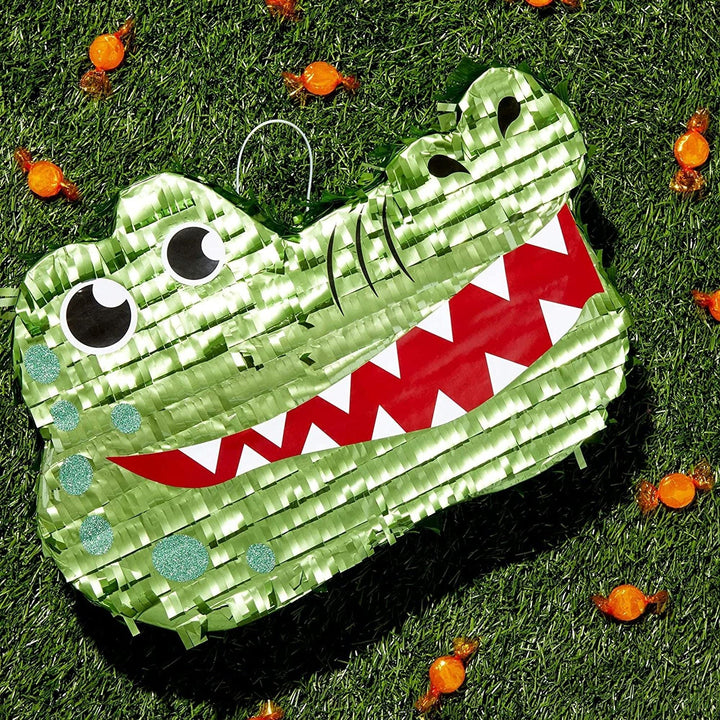 Alligator Pinata Safari Theme Party Supplies (16.5 X 11.5 3 in) Green Paper - Diamond Home USA