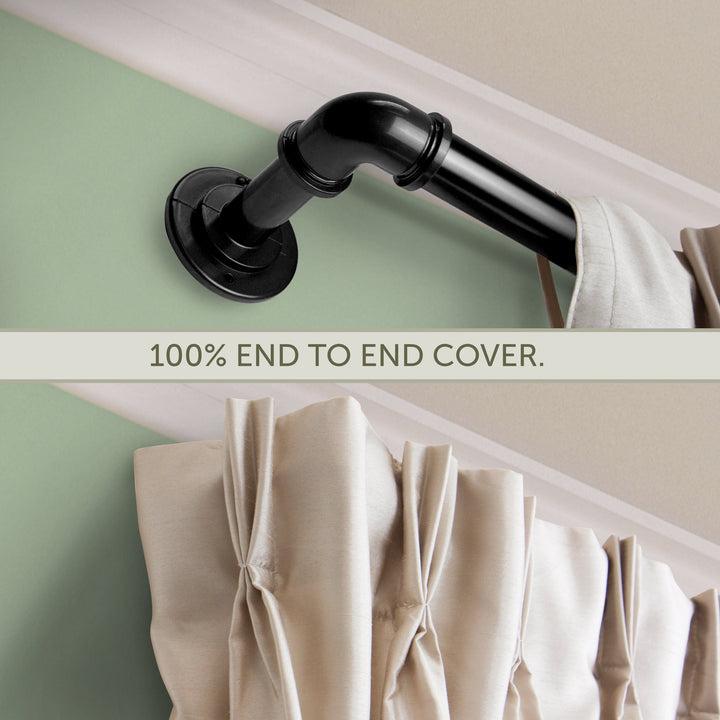 Rod Desyne 1 inch Pipe Bay Window Black Single Curtain Rod Set