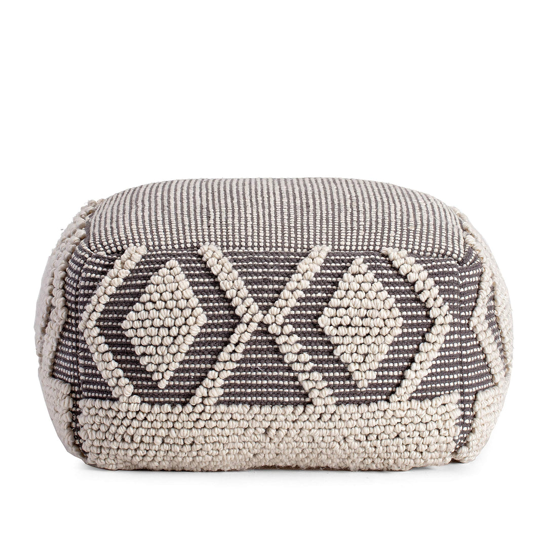 22" X 16" Gray Ivory Pouf Grey Off/White Bohemian Eclectic Modern Contemporary - Diamond Home USA