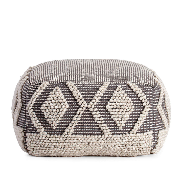 22" X 16" Gray Ivory Pouf Grey Off/White Bohemian Eclectic Modern Contemporary - Diamond Home USA