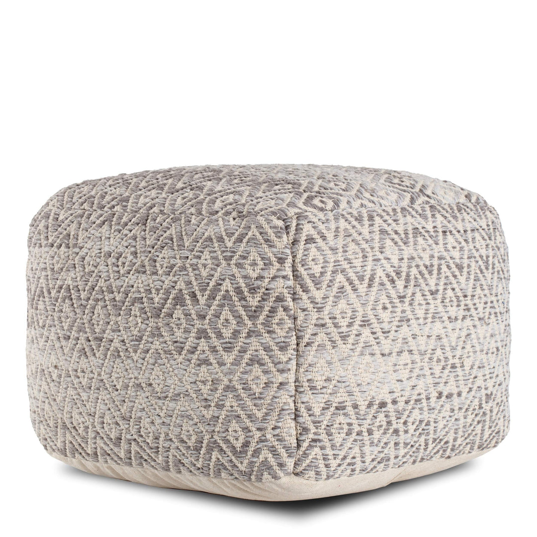Gray 22-inch Square Pouf Grey Bohemian Eclectic Modern Contemporary Pattern - Diamond Home USA