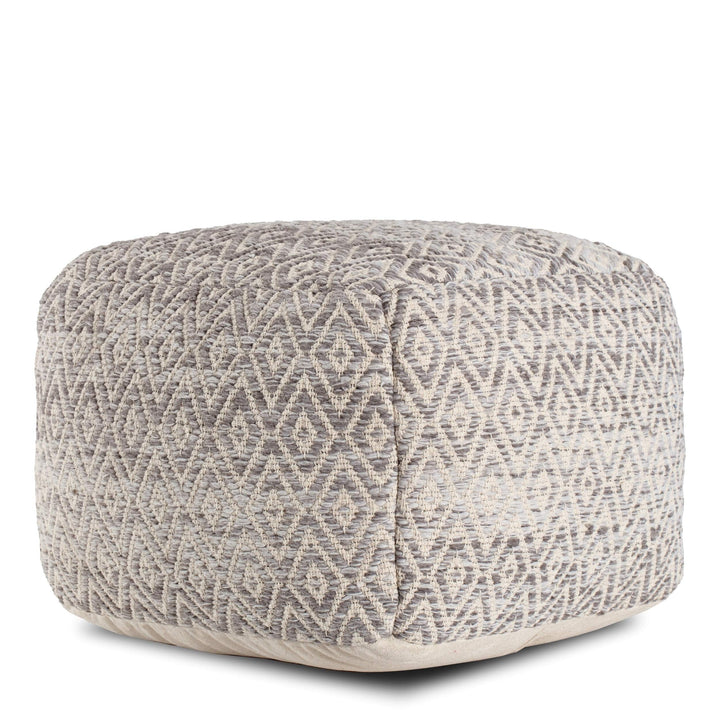 Gray 22-inch Square Pouf Grey Bohemian Eclectic Modern Contemporary Pattern - Diamond Home USA