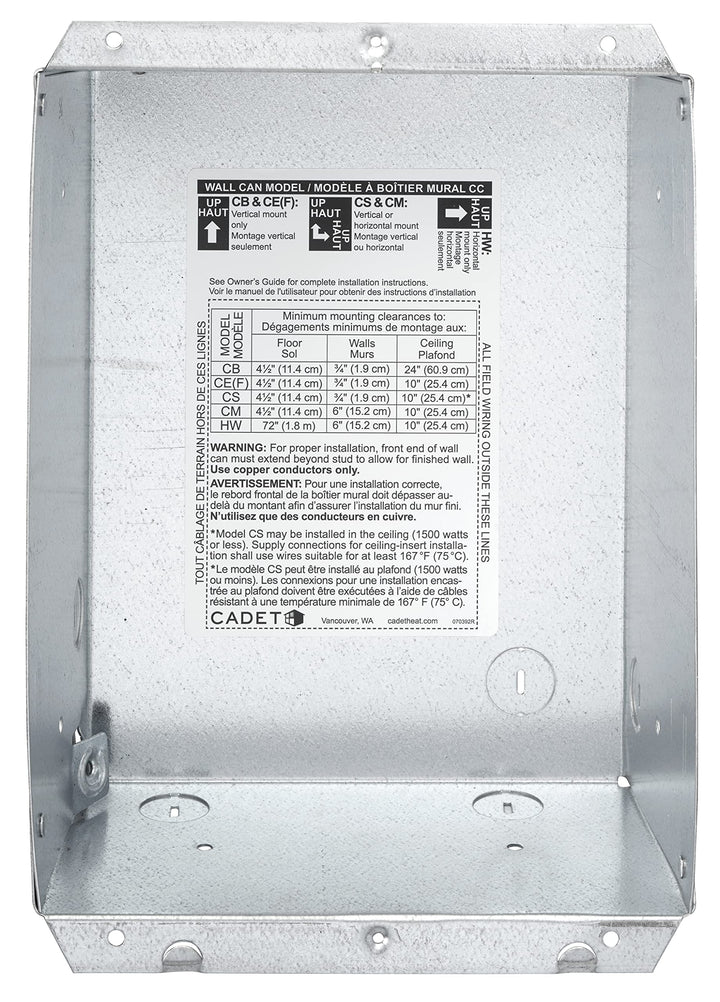 Cadet Electric Wall Heater Wall Can for Models CS CM CE CB or HW (Model: CC