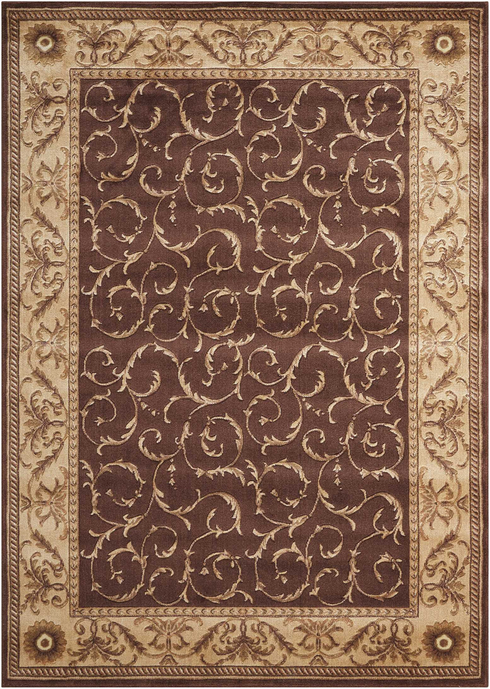 Nourison Somerset Floral Brown 3'6" x 5'6" Area-Rug Easy washing Non Shedding - Diamond Home USA