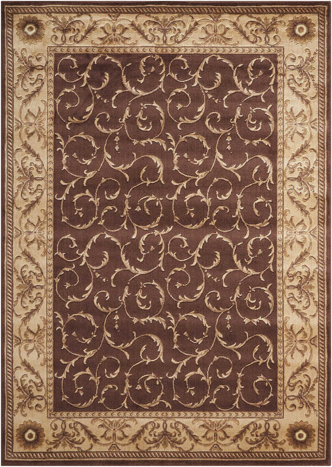 Nourison Somerset Floral Brown 3'6" x 5'6" Area-Rug Easy washing Non Shedding - Diamond Home USA