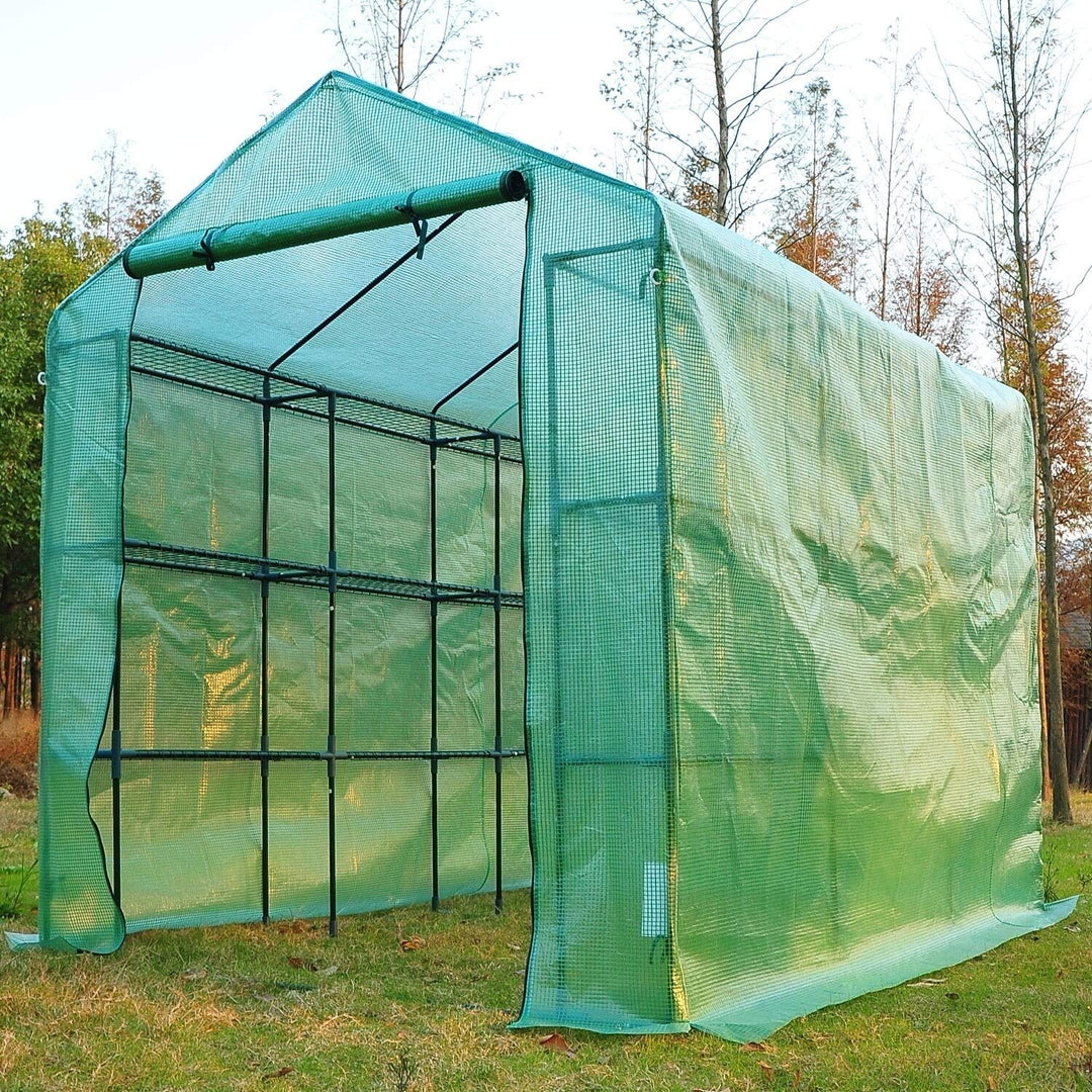 8' X 6' 7' Portable W/Shelves Green - Diamond Home USA