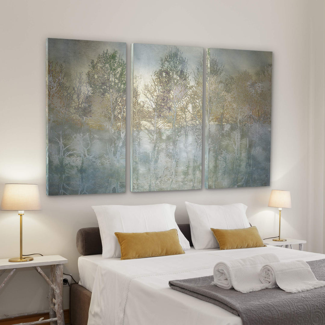 WEXFORD HOME River Reflection 3 Panel Gallery Wrapped Canvas Wall Art 32x48 - Diamond Home USA