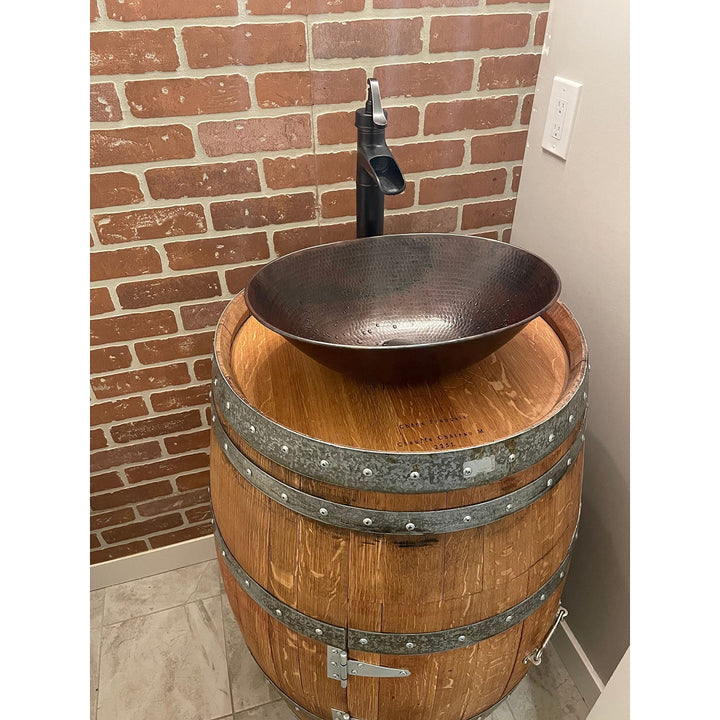 Rustic 17" Oval Copper Bathroom Sink Brown Bronze Finish Hammered - Diamond Home USA