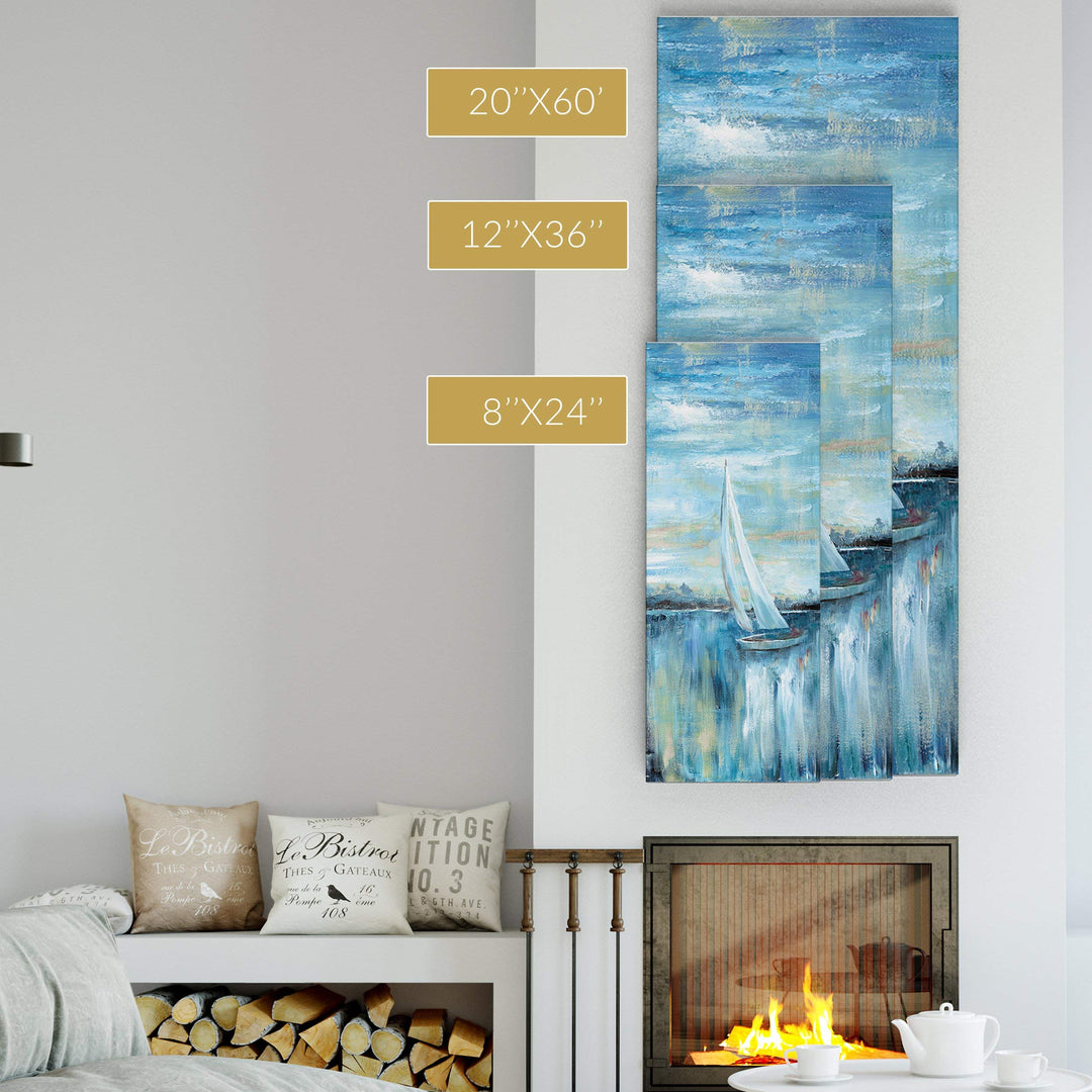 Wexford Home Nan 'Evening Bay III' Canvas Premium Gallery-Wrapped Wall Art 20x60 - Diamond Home USA