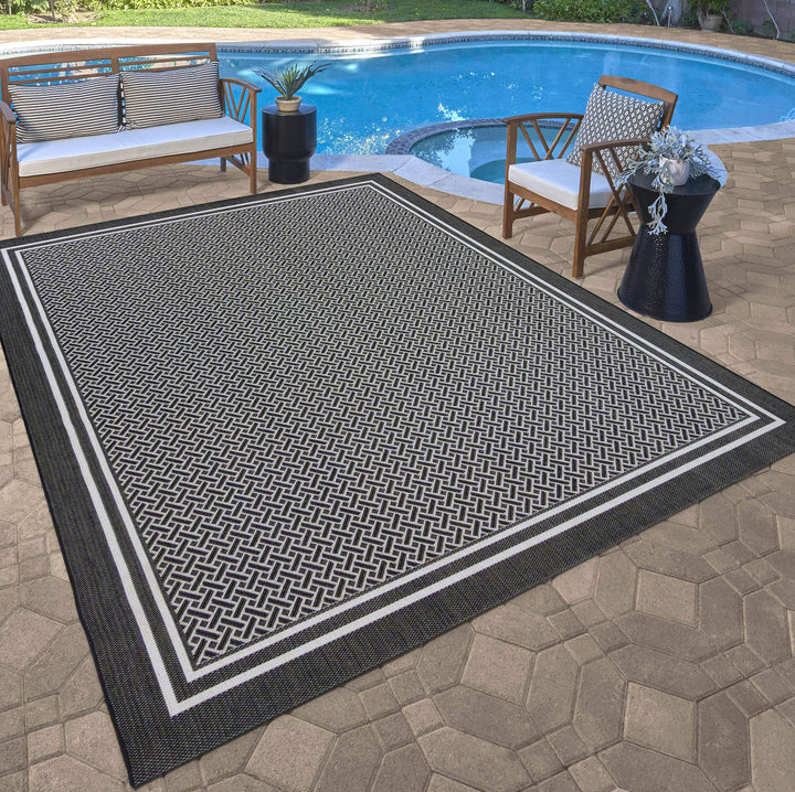 Gertmenian Indoor Outdoor Classic Flatweave Area Rug Stain & UV Resistant Carpet 8'9" x 13' - Diamond Home USA