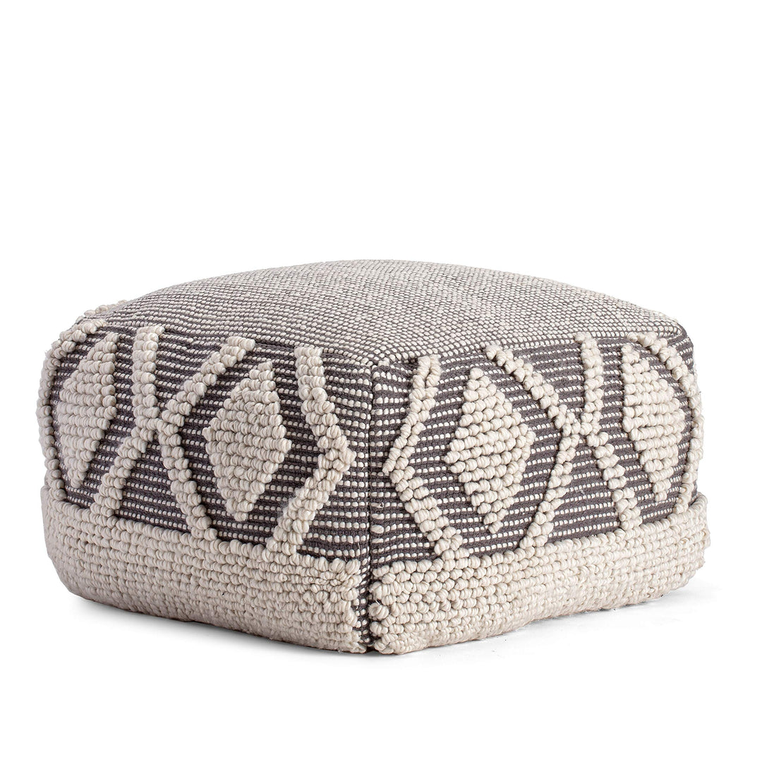 22" X 16" Gray Ivory Pouf Grey Off/White Bohemian Eclectic Modern Contemporary - Diamond Home USA
