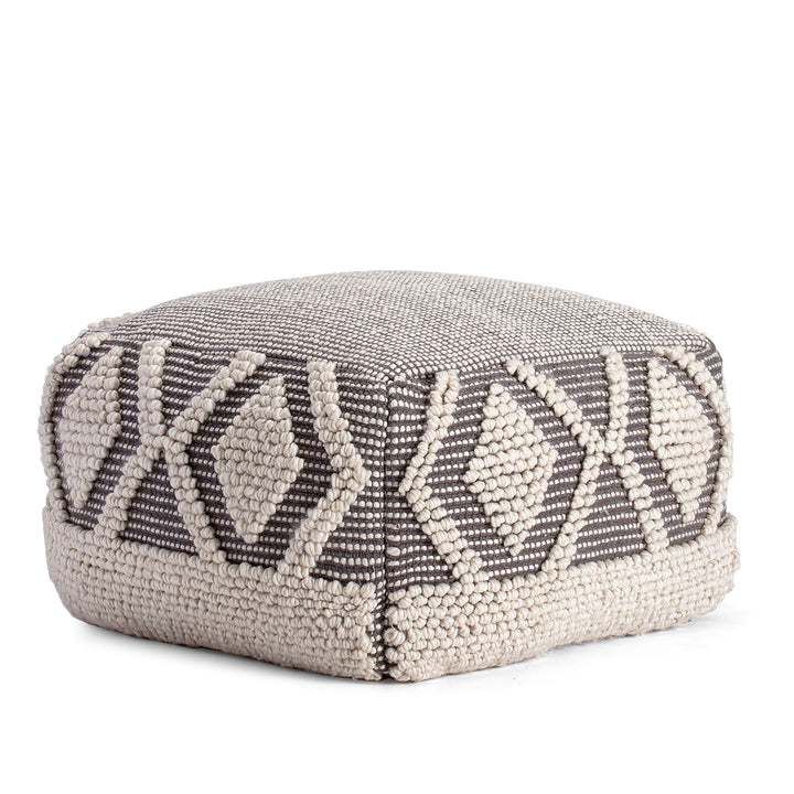 22" X 16" Gray Ivory Pouf Grey Off/White Bohemian Eclectic Modern Contemporary - Diamond Home USA