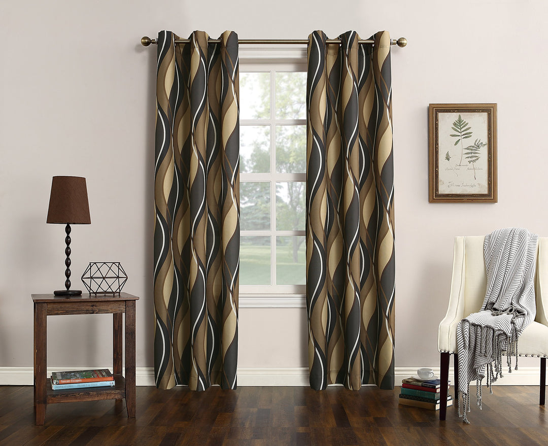 No. 918 Intersect Ogee Print Semi-Sheer Grommet Curtain Panel