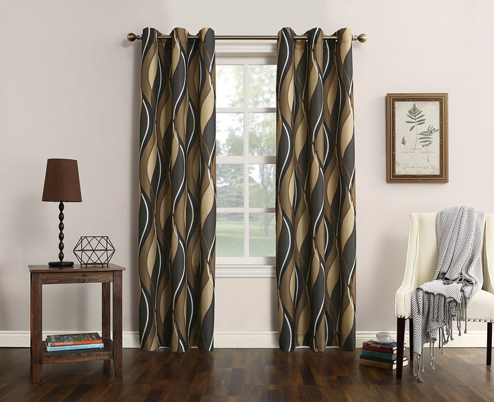 No. 918 Intersect Ogee Print Semi-Sheer Grommet Curtain Panel