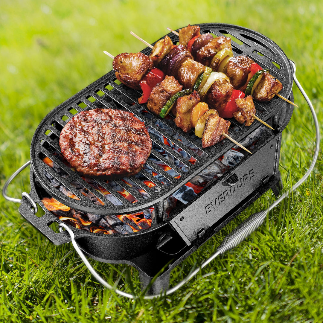 Cast Iron Grill And Cover Black Rust Resistant - Diamond Home USA