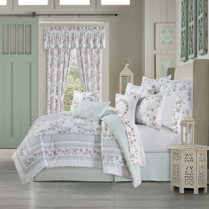 Euro Sham Green Floral Cottage Designer Shabby Chic Polyester Reversible - Diamond Home USA