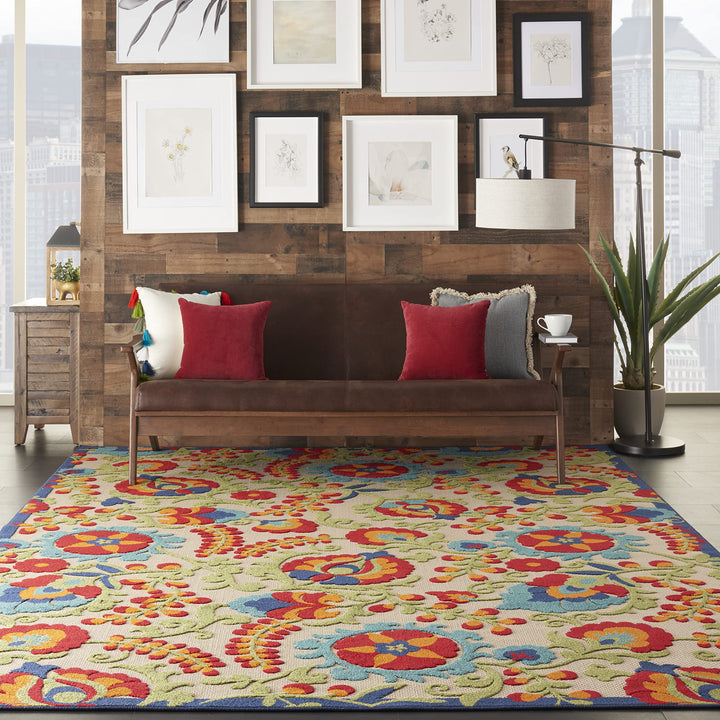 5'3 x 7'5 Indoor Outdoor Floral Color Area Rug Polypropylene