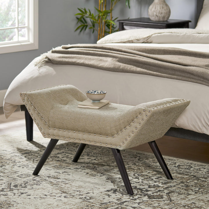 Christopher Knight Home Rosalynn Tufted Fabric Ottoman / Bench Almond