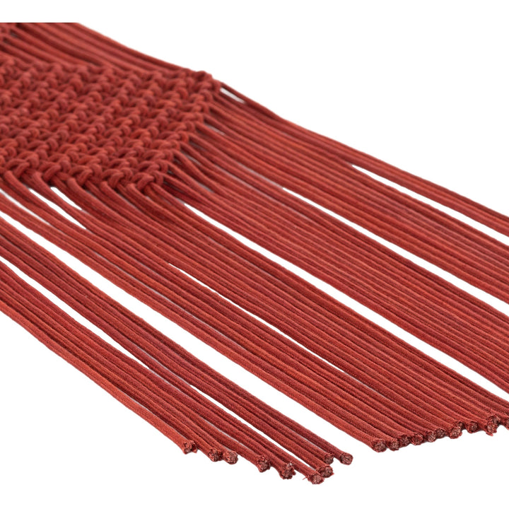 Burgundy Diamond Macrame Wall anging 40" h X 14" w Red Textured Global Cotton - Diamond Home USA