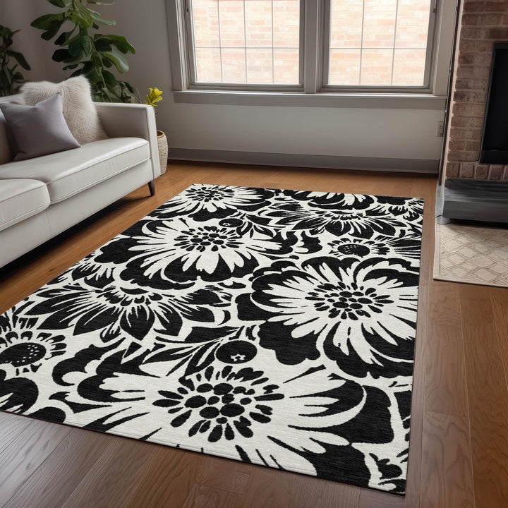 Addison Rugs Chantille ACN551 Black 3' x 5 Indoor Outdoor Area Rug Stain - Diamond Home USA