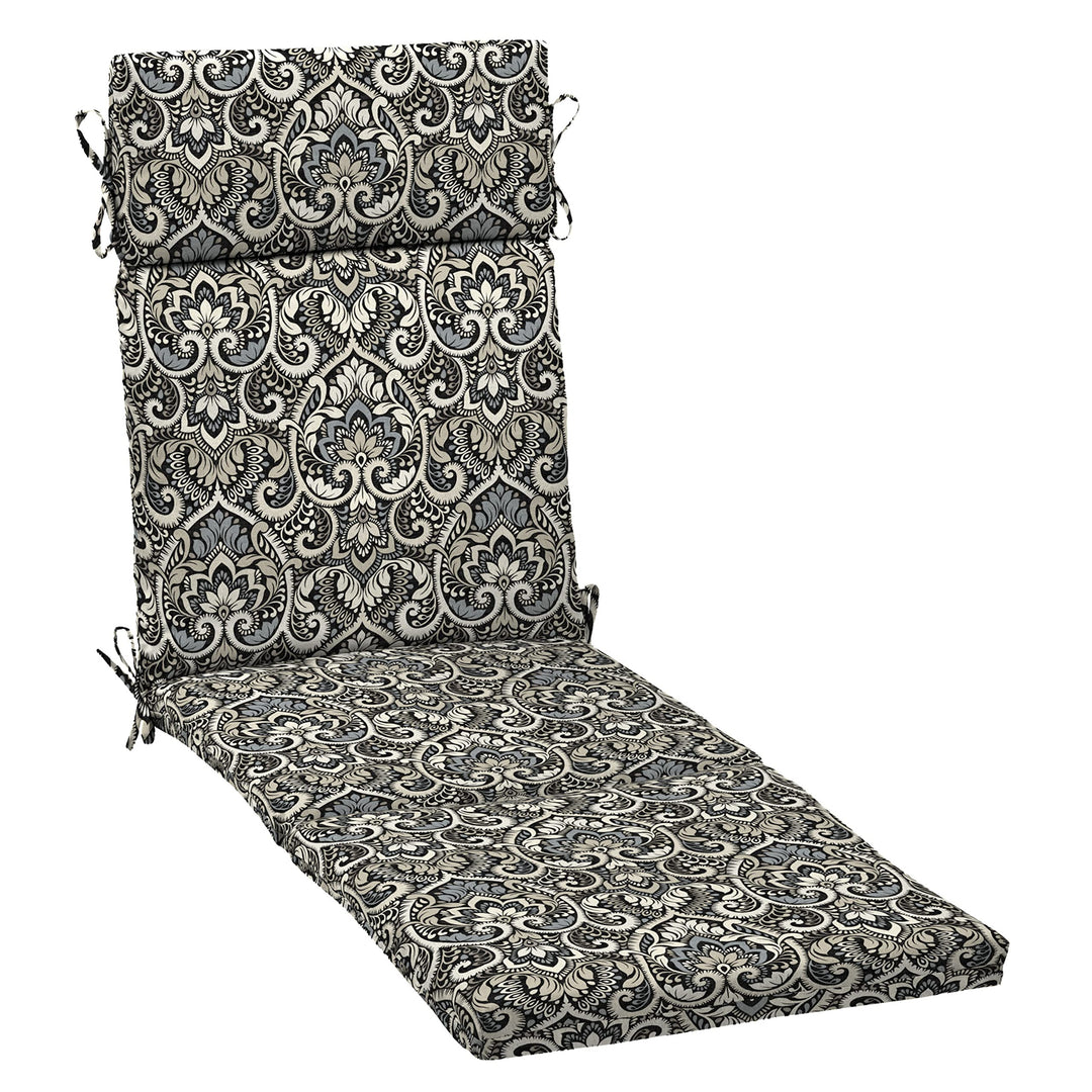 Arden Selections Outdoor Chaise Cushion 1 x 7 Rain-Proof Fade Resistant 7 x 72 in L x 21 in W x 2.5 in H - Black Aurora Damask