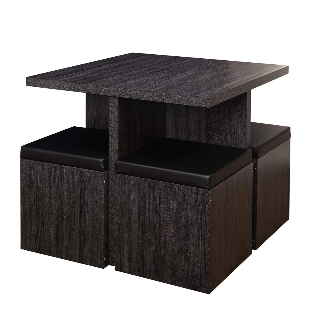 Target Marketing Systems Baxter Modern Dining Room Table and Storage Stool Set 5 Black/Grey - Diamond Home USA