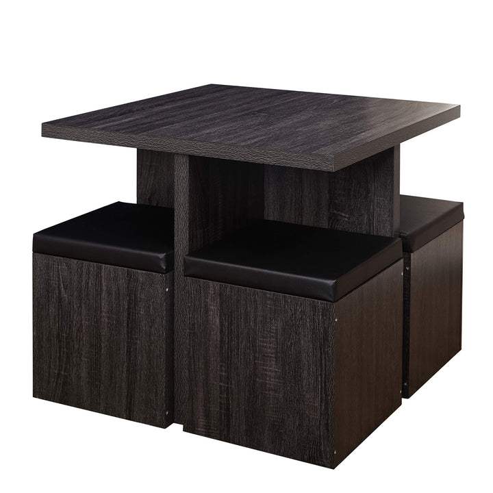 Target Marketing Systems Baxter Modern Dining Room Table and Storage Stool Set 5 Black/Grey - Diamond Home USA
